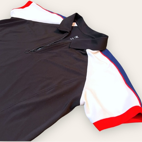 ADDITION ELLE - Nola Ladies Zippered Collar Golf Workout Shirts - Black & Red - Picture 6 of 16